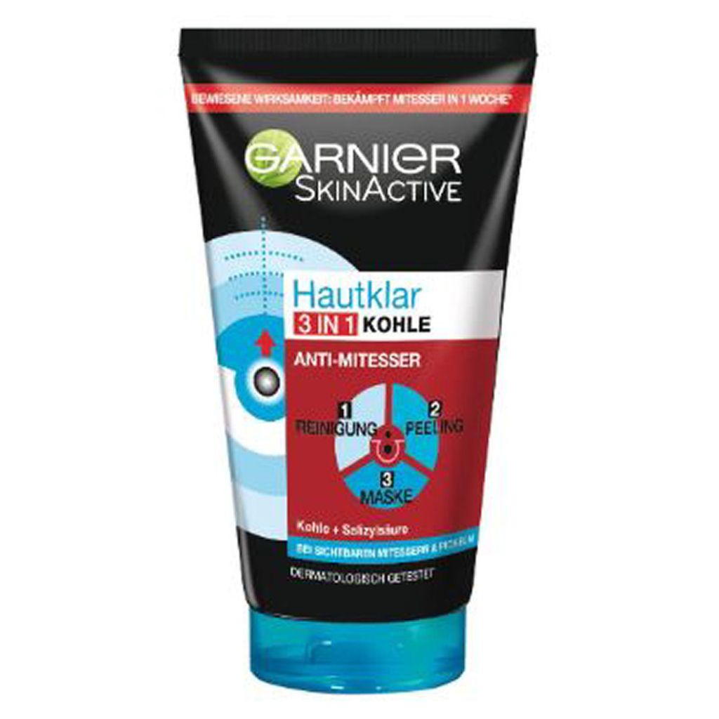 Garnier skinactive hautklar 3 in 1 kohle anti-mitesser 150ml