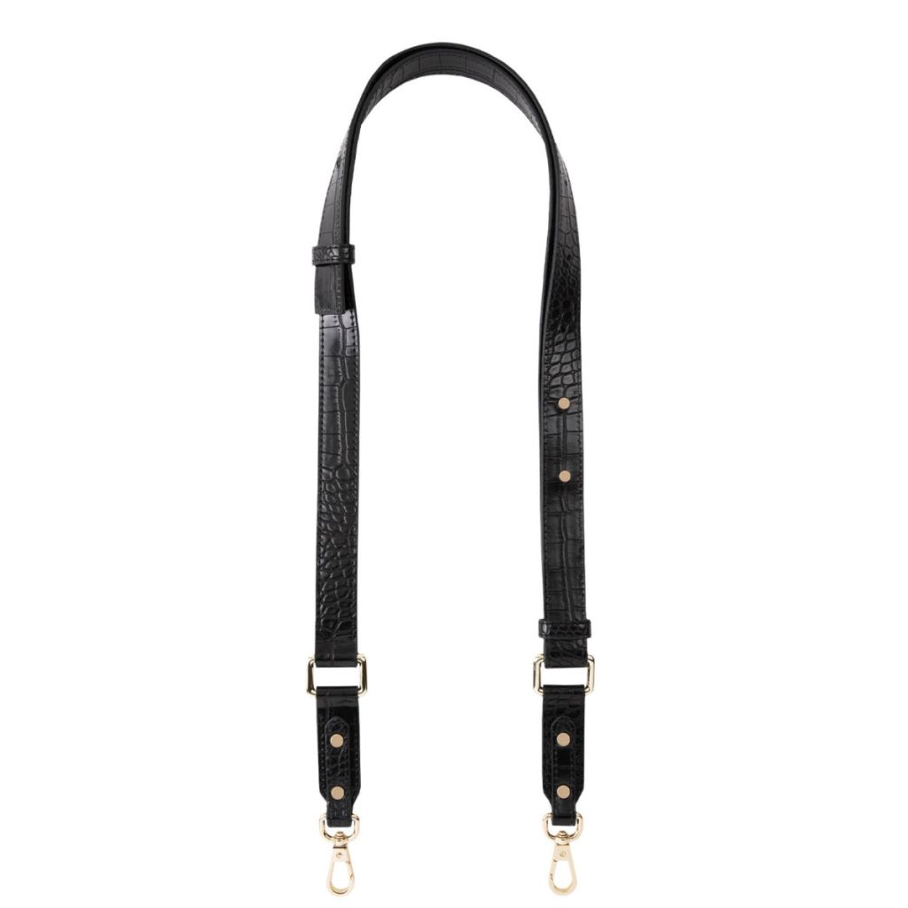 Ideal of sweden jet black croco strap 2,3 x 100-115cm