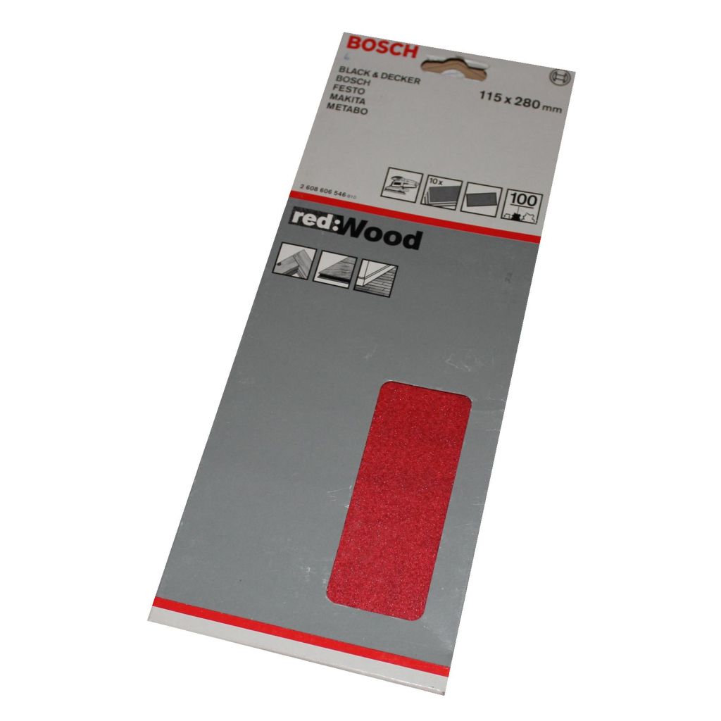 Bosch slibeark 115x280 korn 100 10 ark red wood