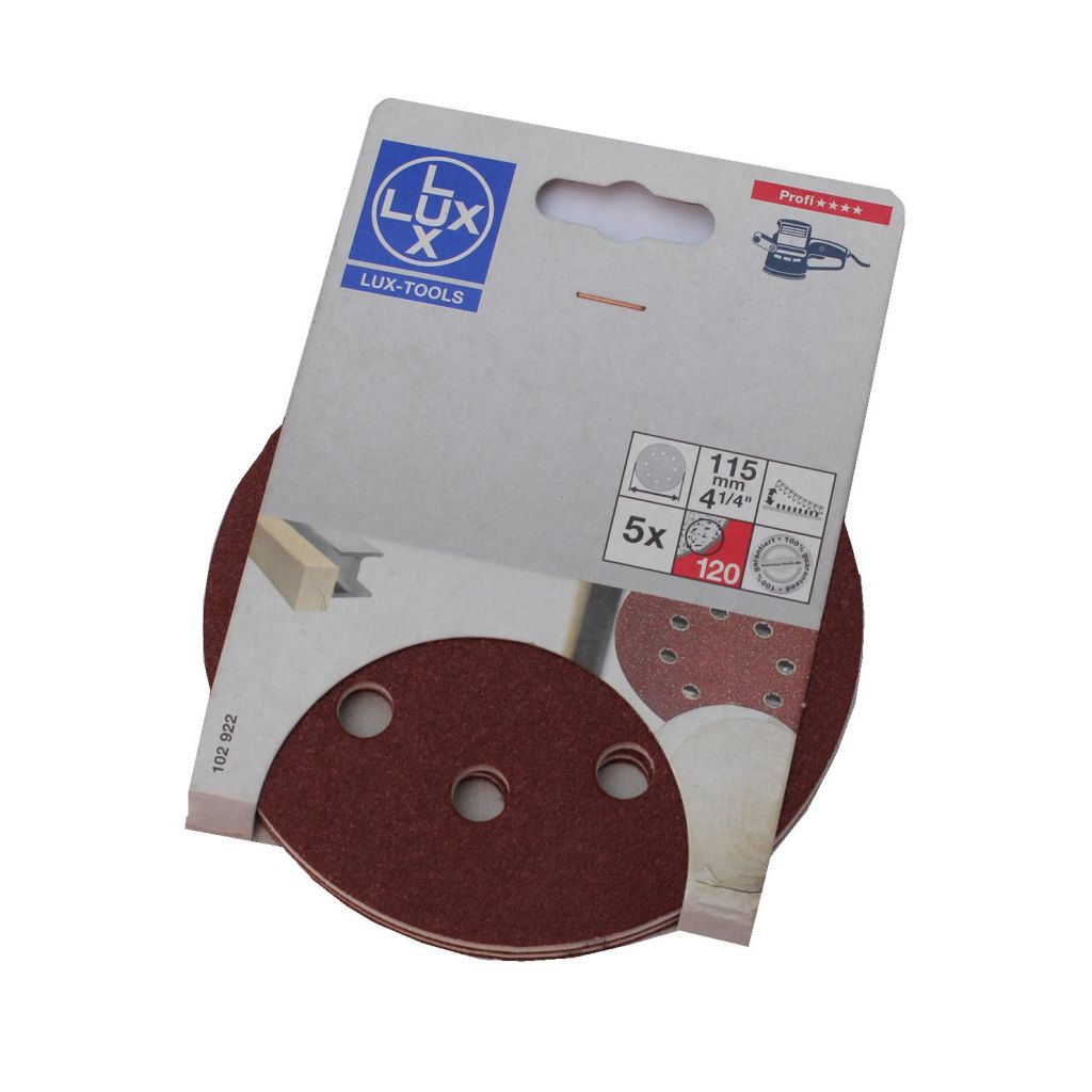 Lux Ø115 excenterslibepapir korn 120 5 stk model 102922