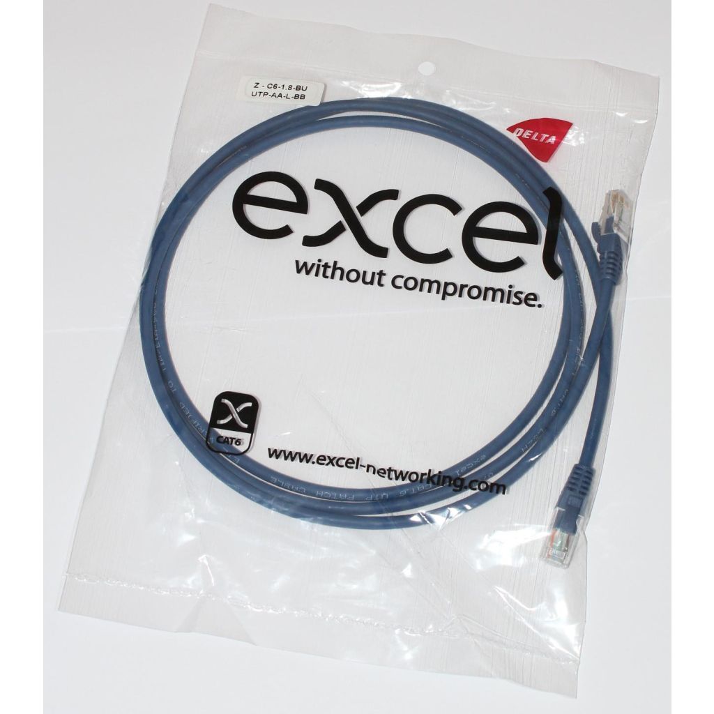 Excel netværkslabel UTP Cat6 blå 1,8m