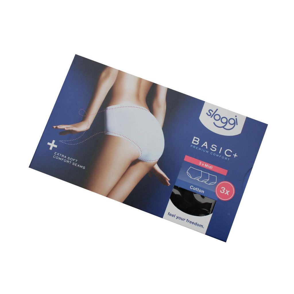 Sloggi basic+ midi premium comfort sorte 3pk str 38