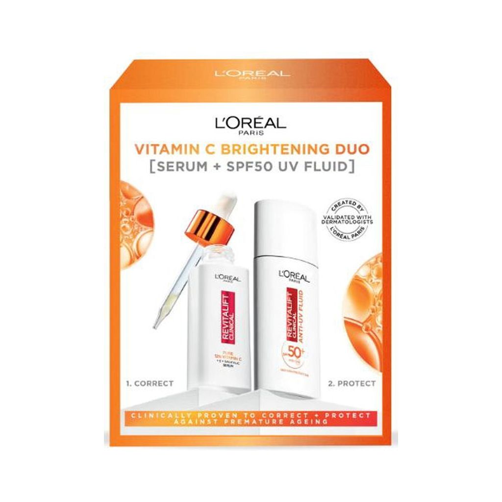 L'oréal paris vitamin C brightening duo - revitalift clinical serum 30ml + Revitalift clinical SPF50+ anti-uv fluid 50ml