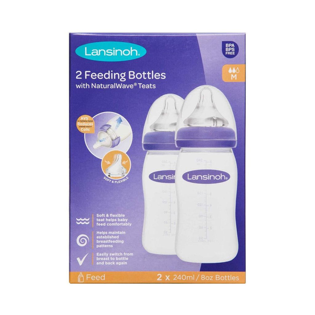 Lansinoh 2 weithalsflaschen & naturalwave sauger 2 x 240ml