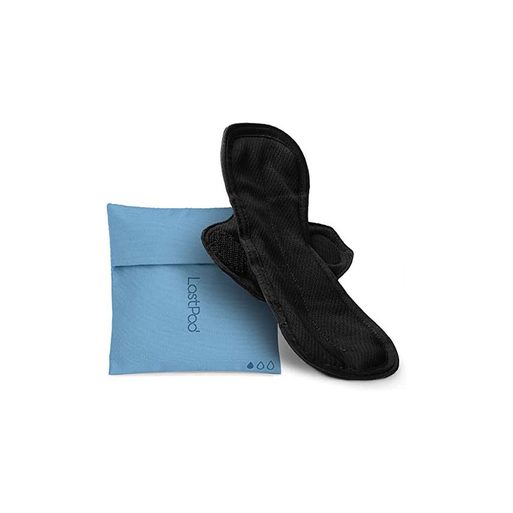 Lastpad day pad reusable menstruation pad black + blue pouch Medium