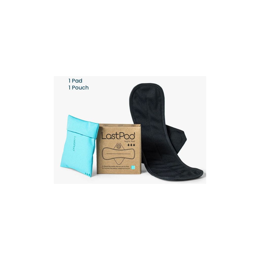 Lastpad night pad reusable menstruation pad black + turquoise pouch Large