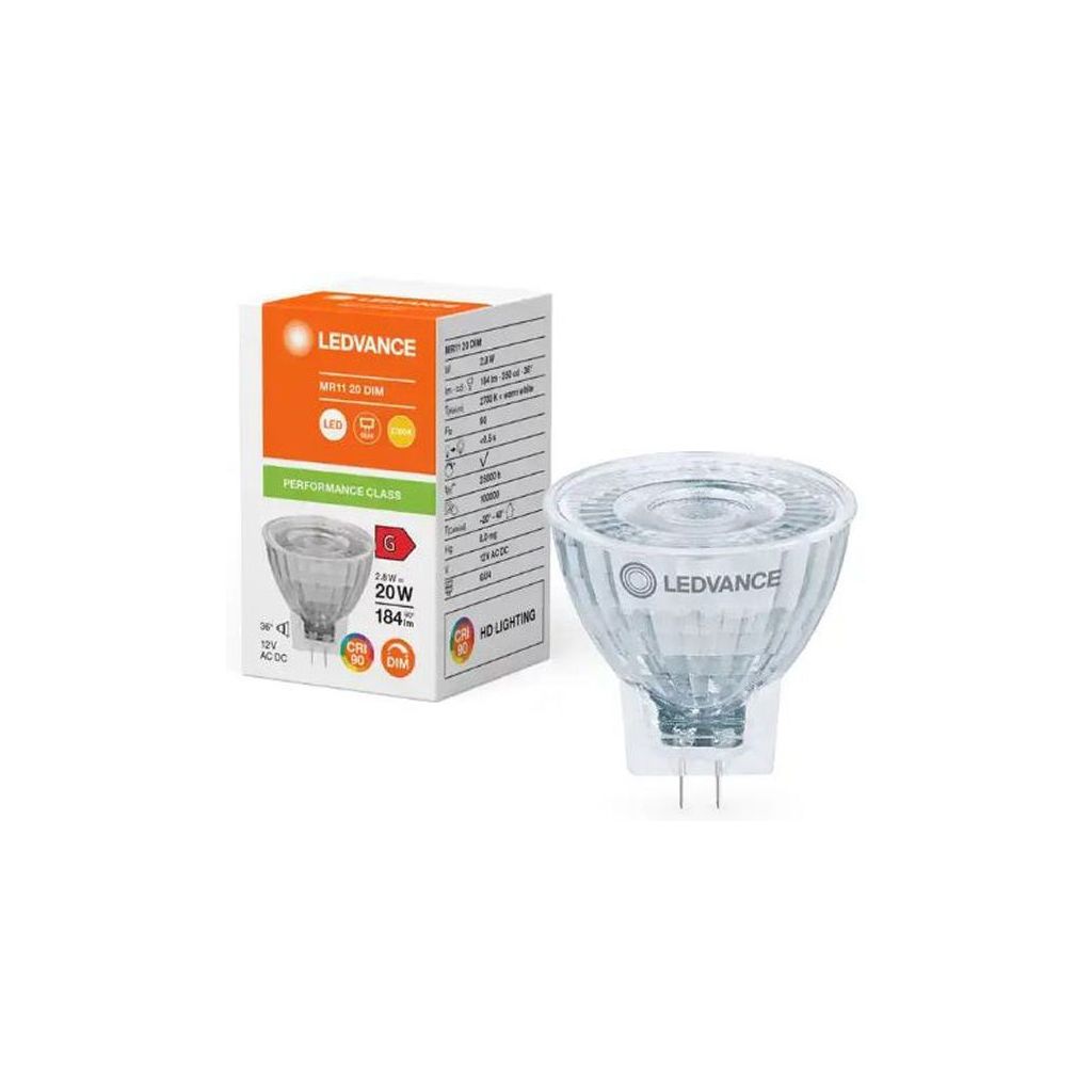 Ledvance pære GU4 LED MR11 20 DIM 20W 12V 184lm performance glass 