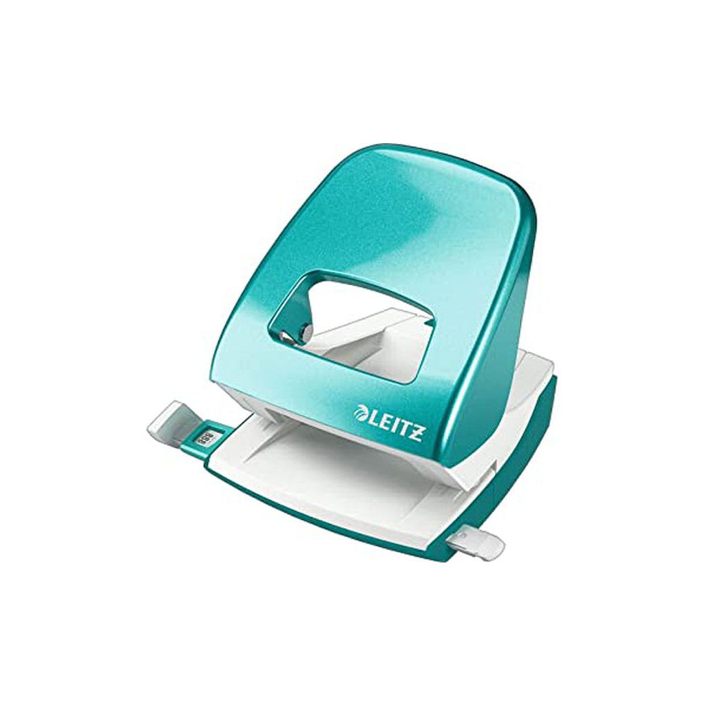 Leitz wow metal hole punch 5008-10-51 ice blue 30 sheets