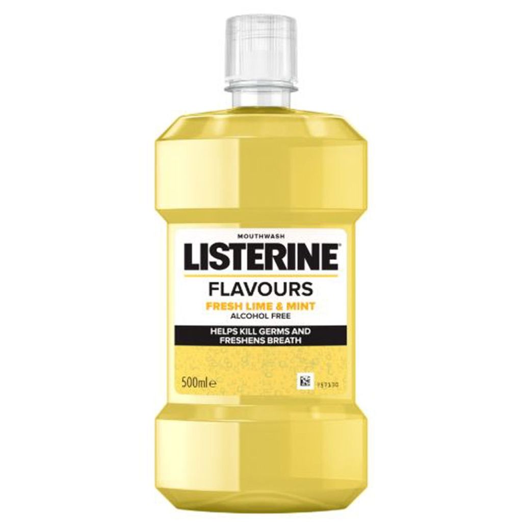 Listerine mouthwash flavours fresh lime & mint alcohol free 500ml