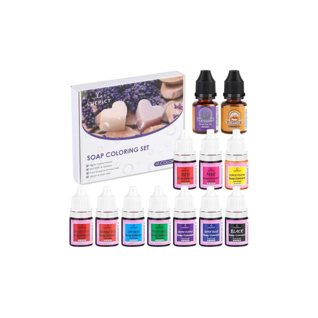 Lucpict soap coloring set 10 colors + 2 essential oils