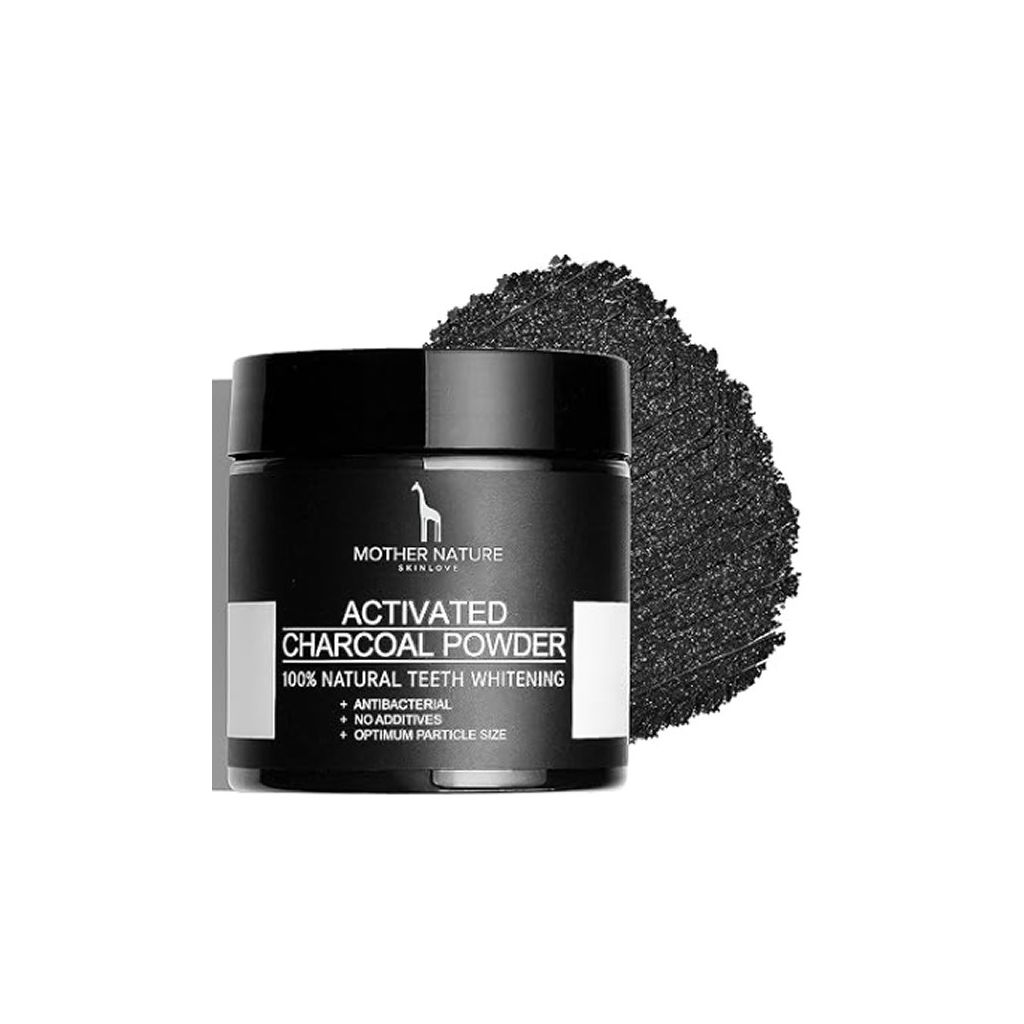 Mother nature cosmetics activated charcoal powder 100% natural teeth whitening 60g