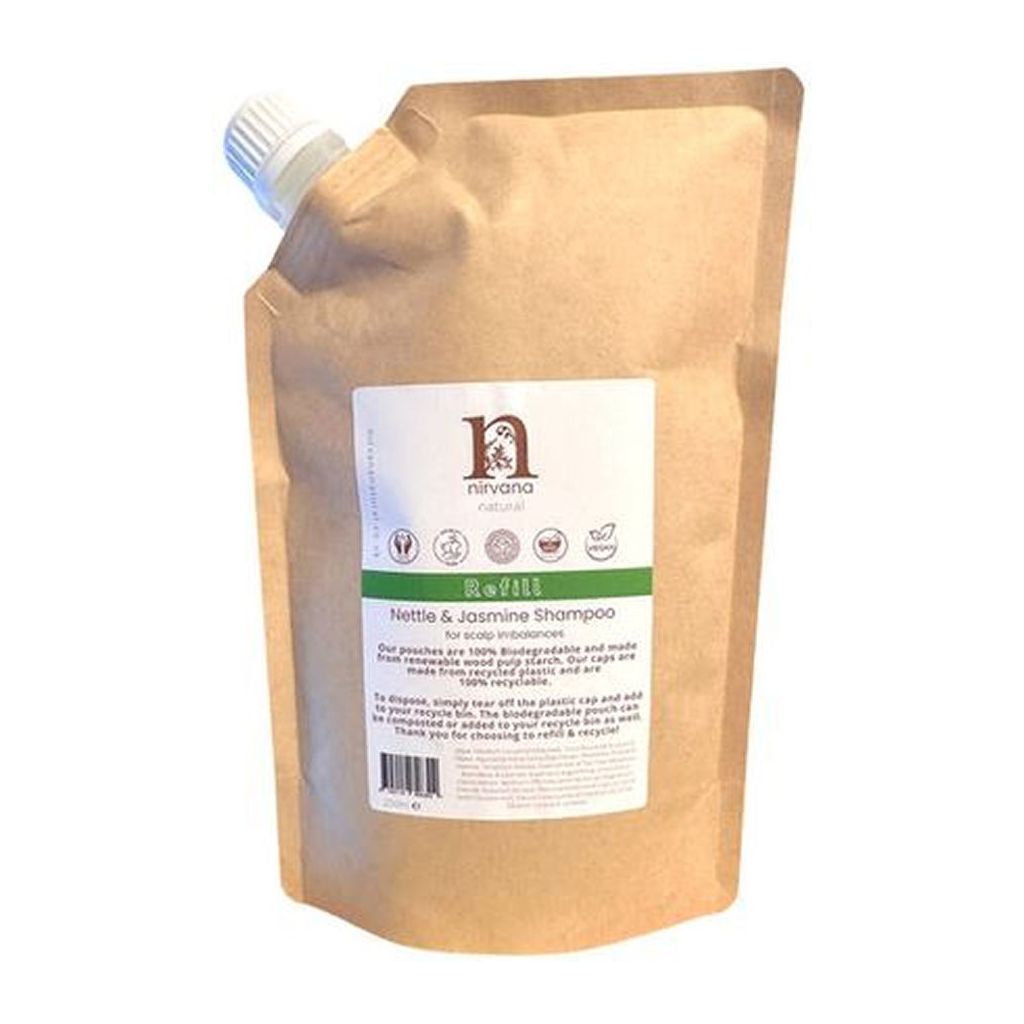Nirvana natural nettle & jasmine shampoo for scalp imbalances refill 250ml