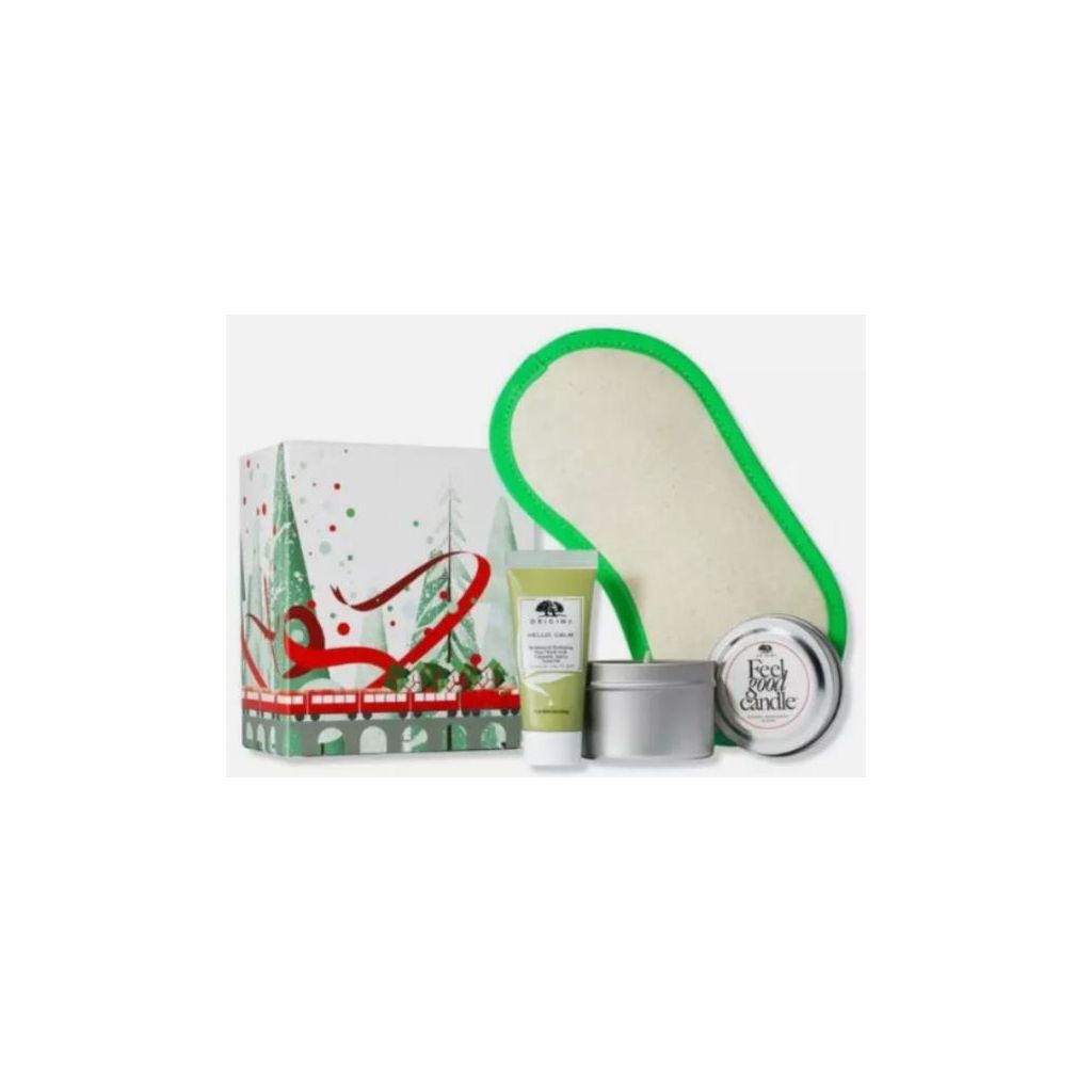 Origins gaveæske med hello calm 15ml + feel good candle + maske