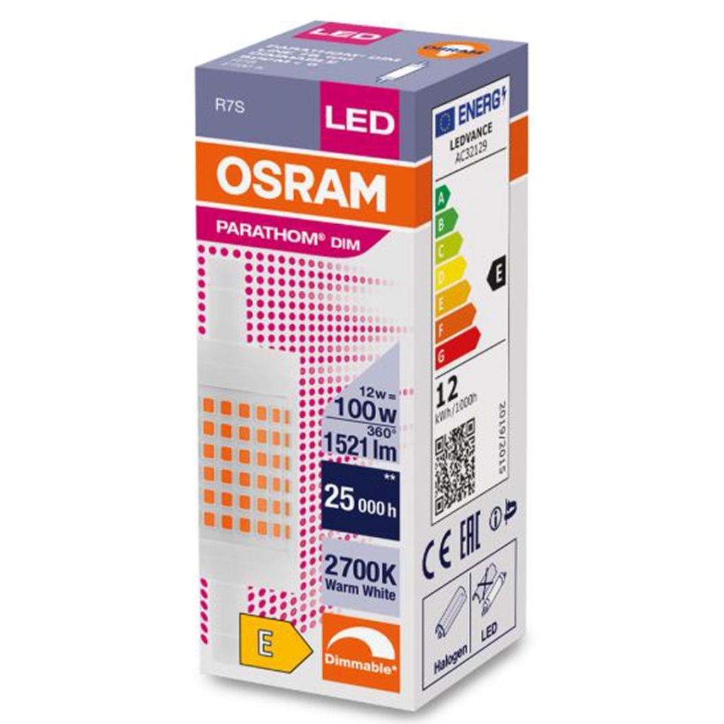 Osram parathom dim LED 12W 1521lm 25000h 2700K warm white R7S