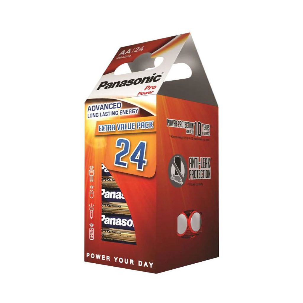 Panasonic batteri alkaline pro power advanced long lasting energy AA 24 stk.