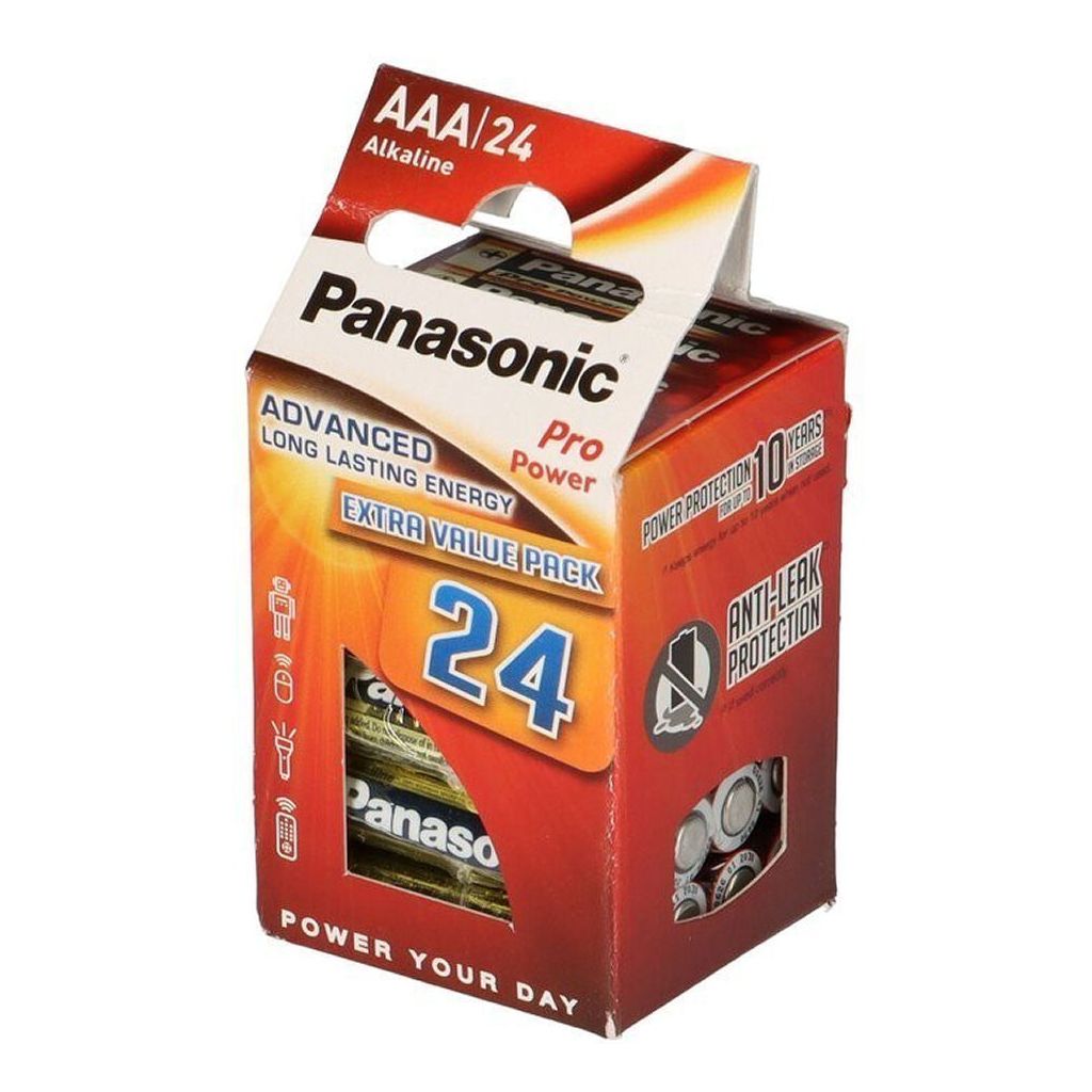 Panasonic batteri pro power advanced long lasting energy alkaline AAA LR03 1.5V 24 stk.