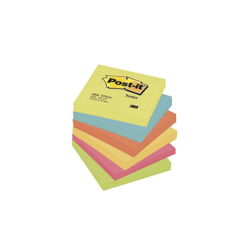 Post-it notes 3M 76mmx76mm 654-TFEN mixfarvet