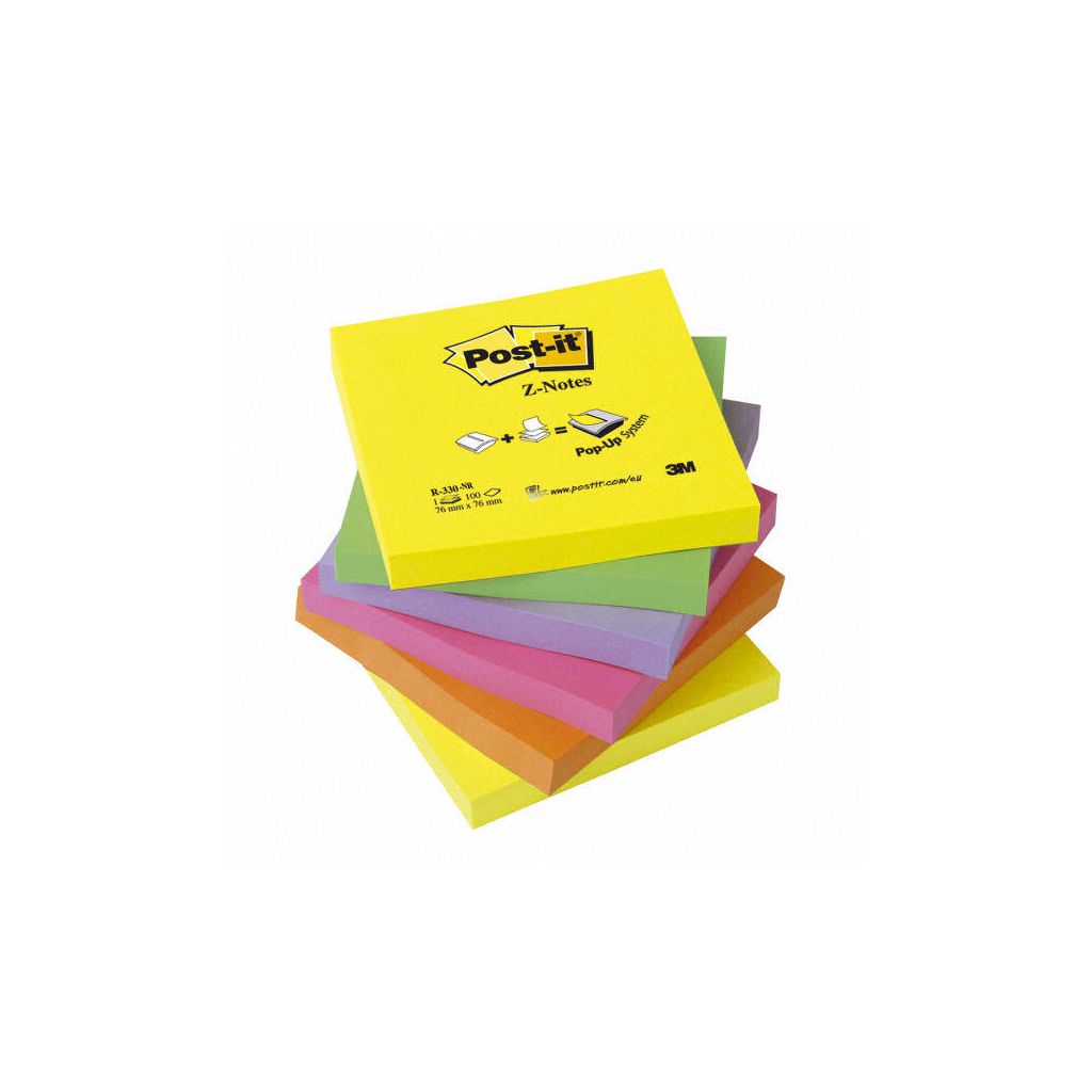 Post-it Z-notes 76x76mm 100 ark R-330-NR mixfarvet 6 pack