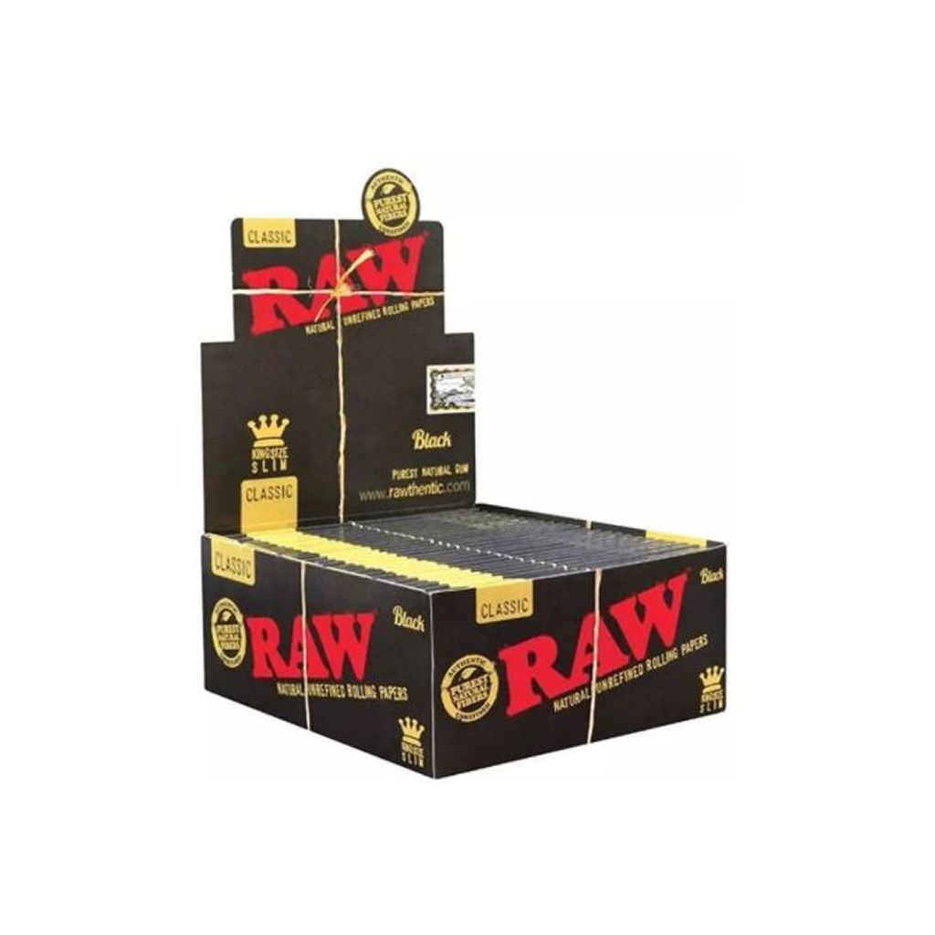 RAW classic rolling papers king size slim black acacia gum 32 leaves x 50 booklets