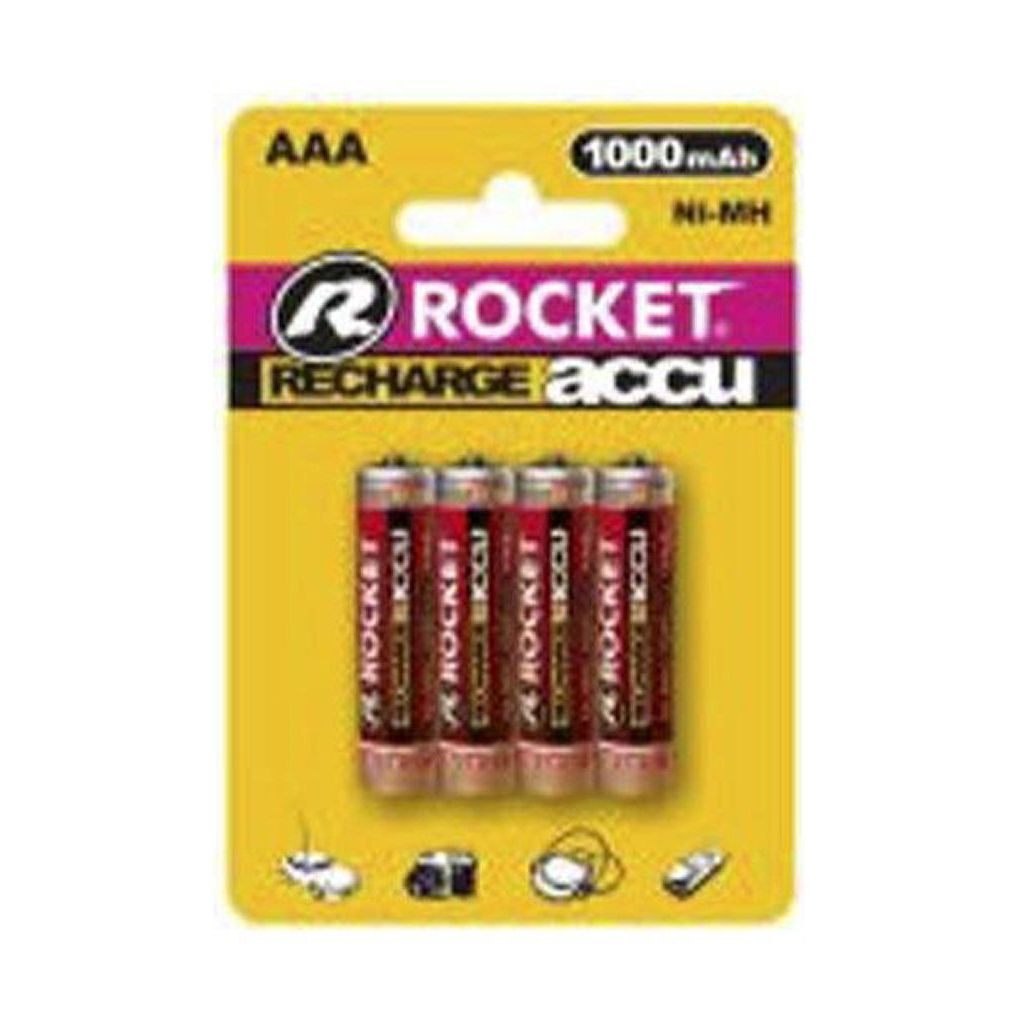 Rocket recharge accu AAA HR03 1,2V 1000mAh Ni-MH 4 stk.