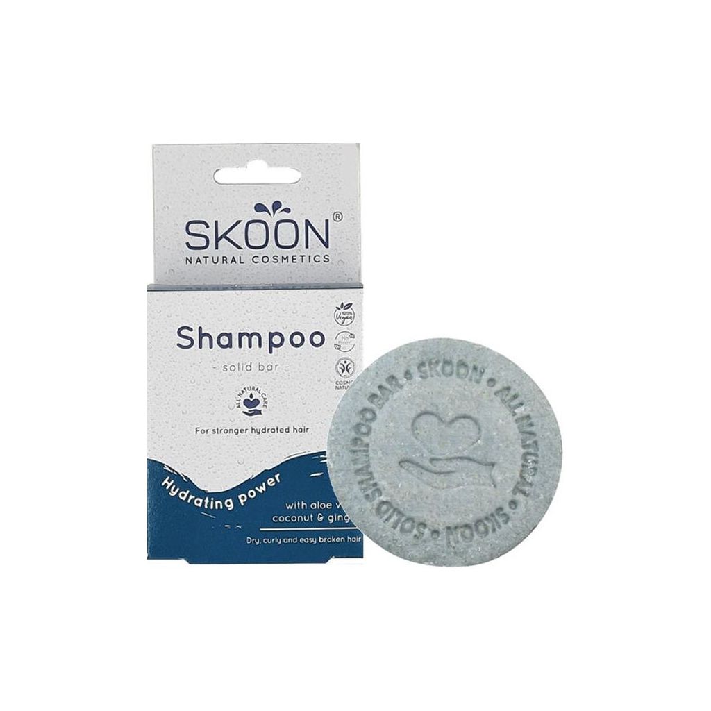 Skoon natural cosmetics solid bar shampoo hydrating power with aloe vera coconut & ginger 90g