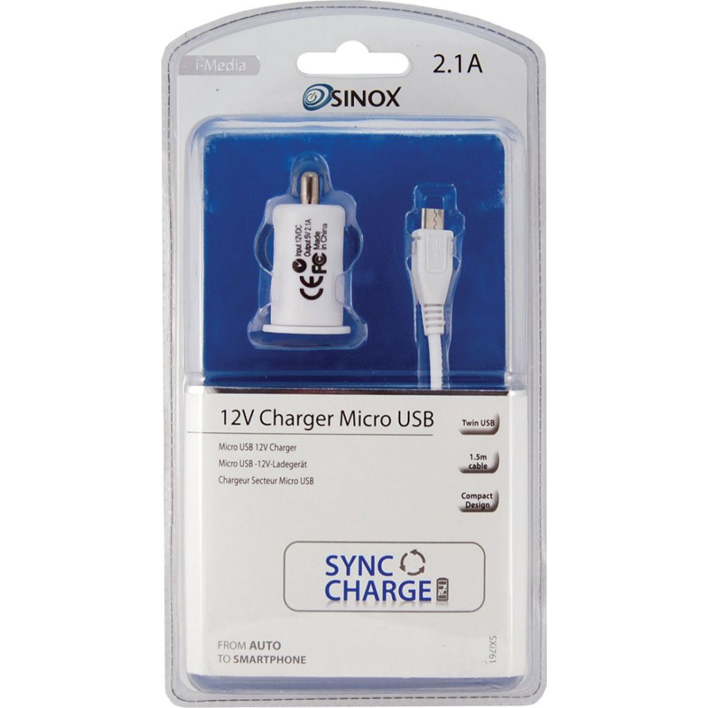 Sinox i-media micro usb 12V charger 2.1A SXi761