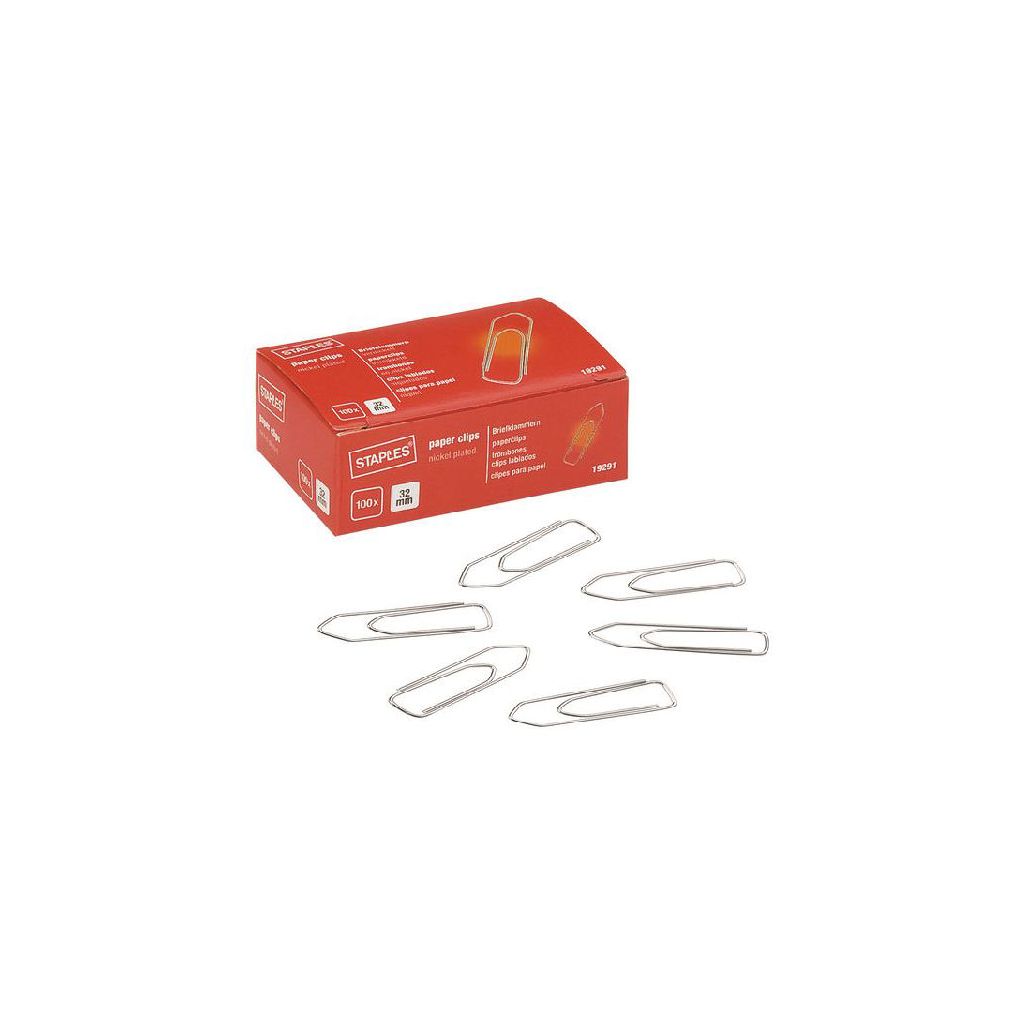 Staples paper clips 32mm 100 stk. 19291