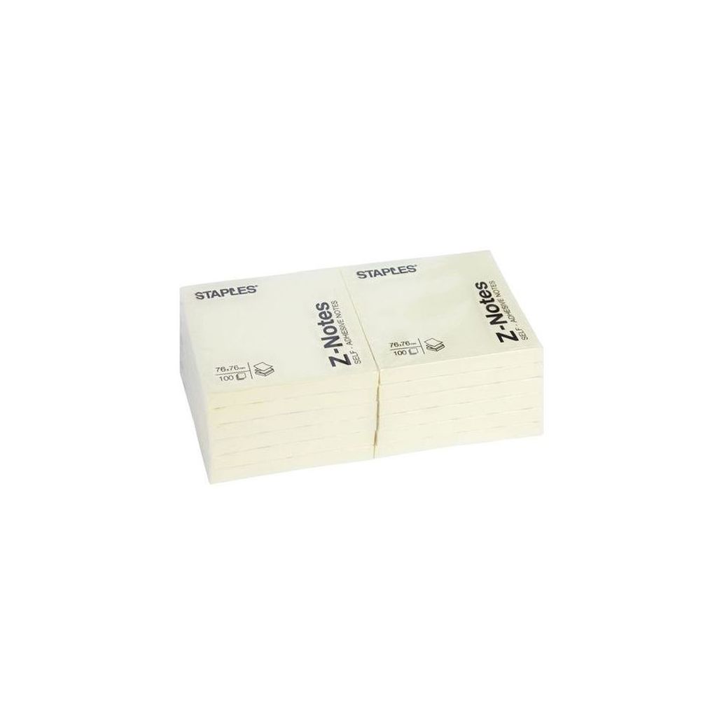 Staples z-notes 76x76mm 100 ark gul 12 stk.
