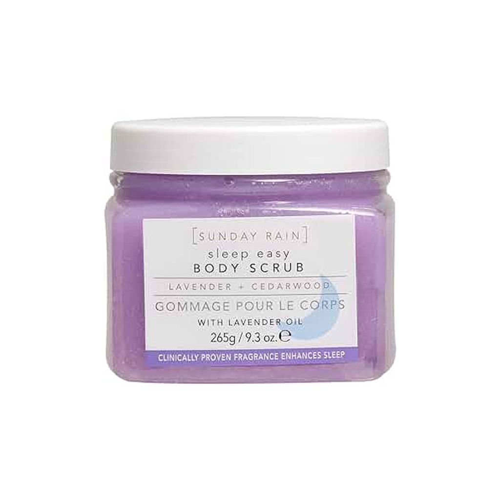 Sunday rain sleep easy body scrub lavender + cedarwood 265g