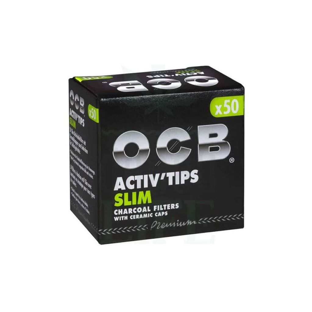 OCB premium activ tips slim aktivkohlefilter mit keramikkappen ø7mm 27mm 50 stk