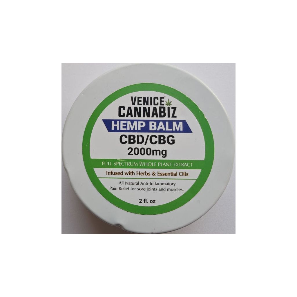 Venice cannabiz hemp balm CBD/CBG 2000mg infused with herbs & essential oils 59g