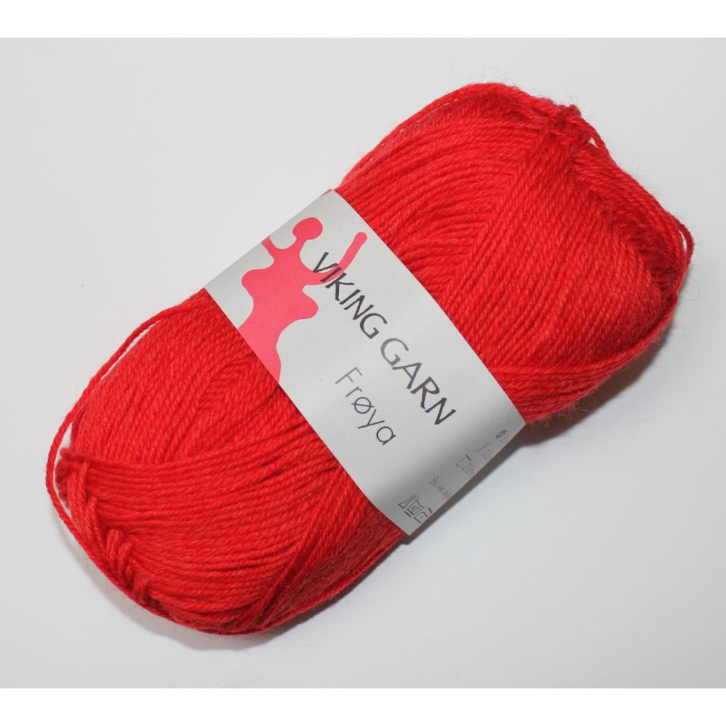 Viking garn Frøya - Rød, color 204, 50 gram
