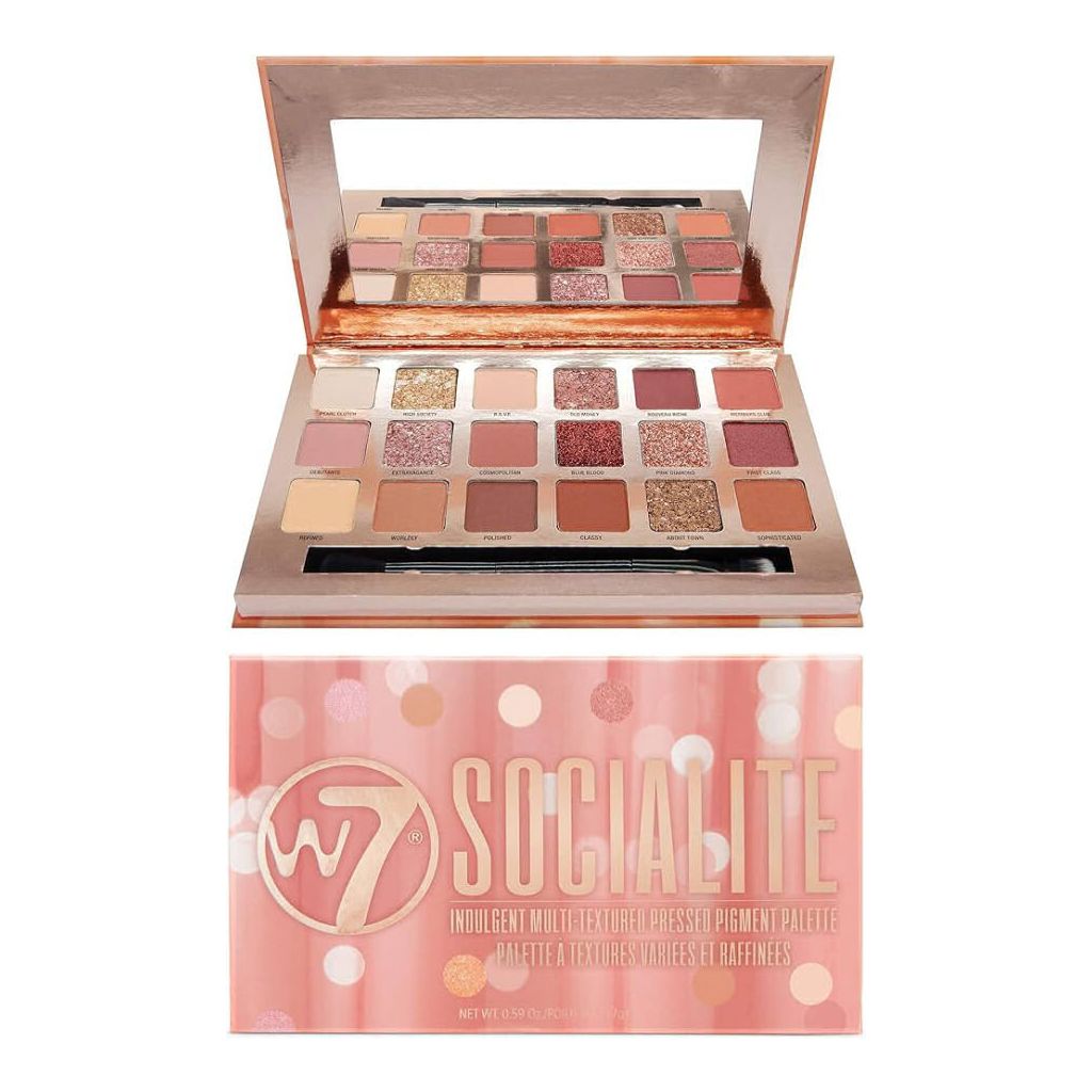 W7 socialite indulgent multi-textured pressed pigment palette